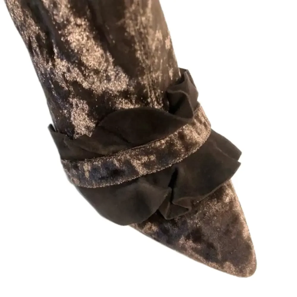 8 by Yoox velvet and leather 4” heeled booties made in Italy size 38 - Picture 3 of 16